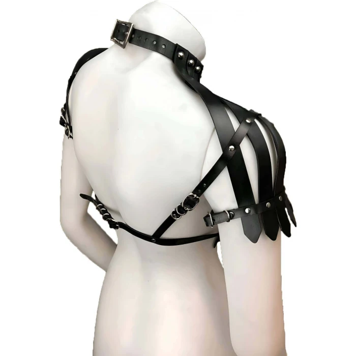 Arkası Açık Deri Crop Büstiyer Harness - Brf1257