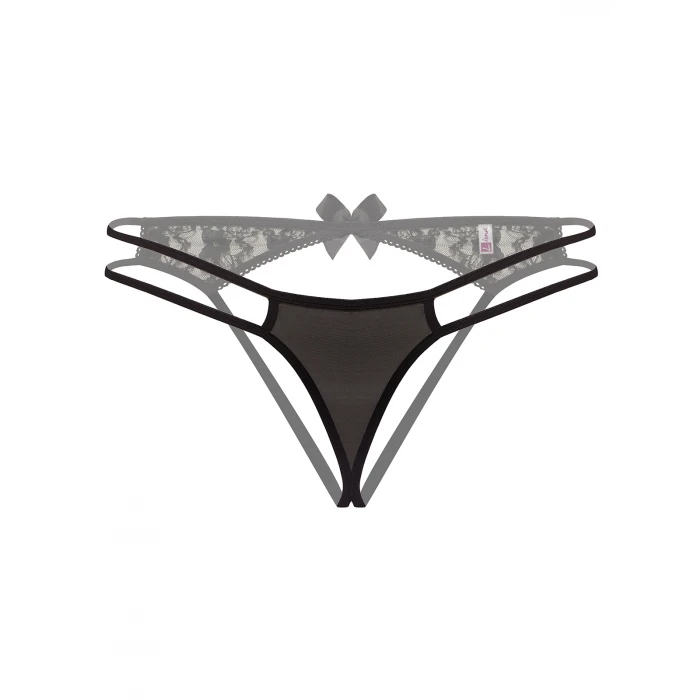 Arkası Açık Siyah Fantezi String Tanga