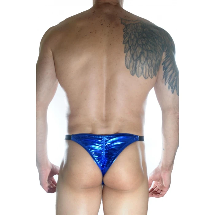 Arkası Büzgülü Mavi Lame Brazillian Slip