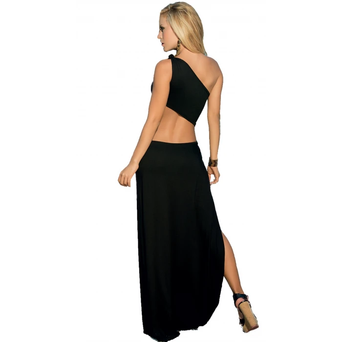 B100916 Derin Yırbrfaçlı Uzun Elbise