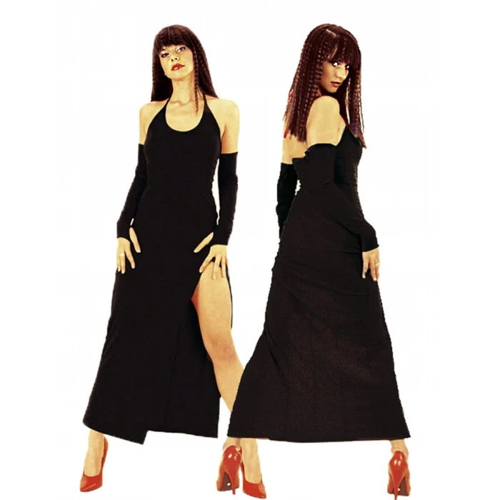 B101199 Derin Yırbrfaçlı Eldivenli Elbise