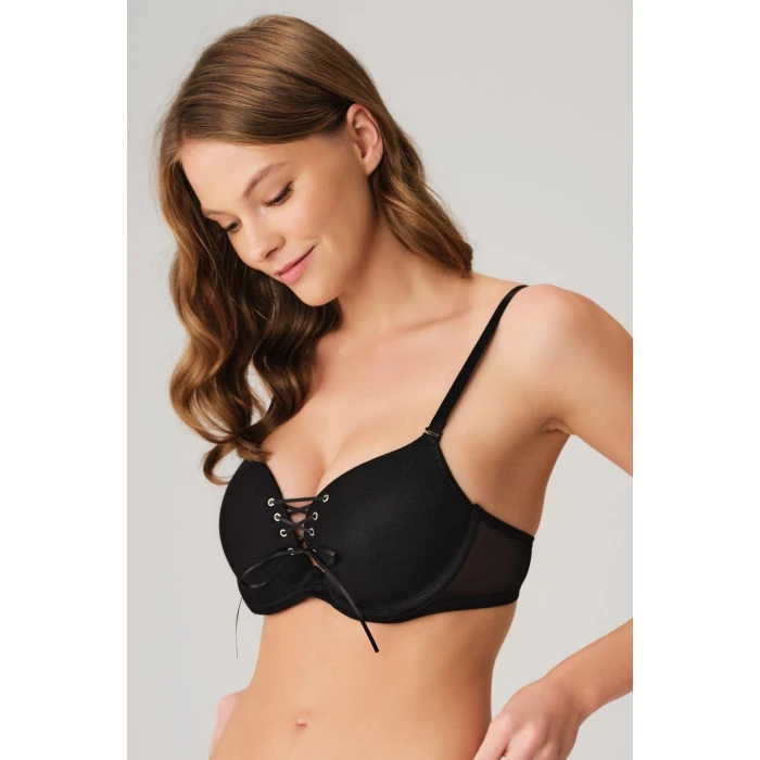 Balenli Destekli Dolgulu Askıları Çıkabilen Yaka Detaylı T-shirt Sütyeni