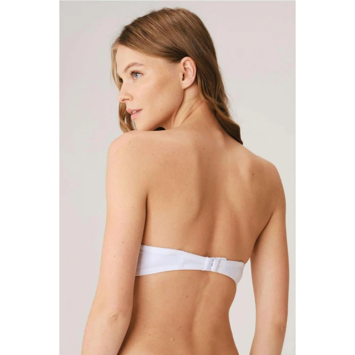 Balenli Destekli Dolgulu Askısız Straplez Günlük Klasik T-shirt Sütyeni