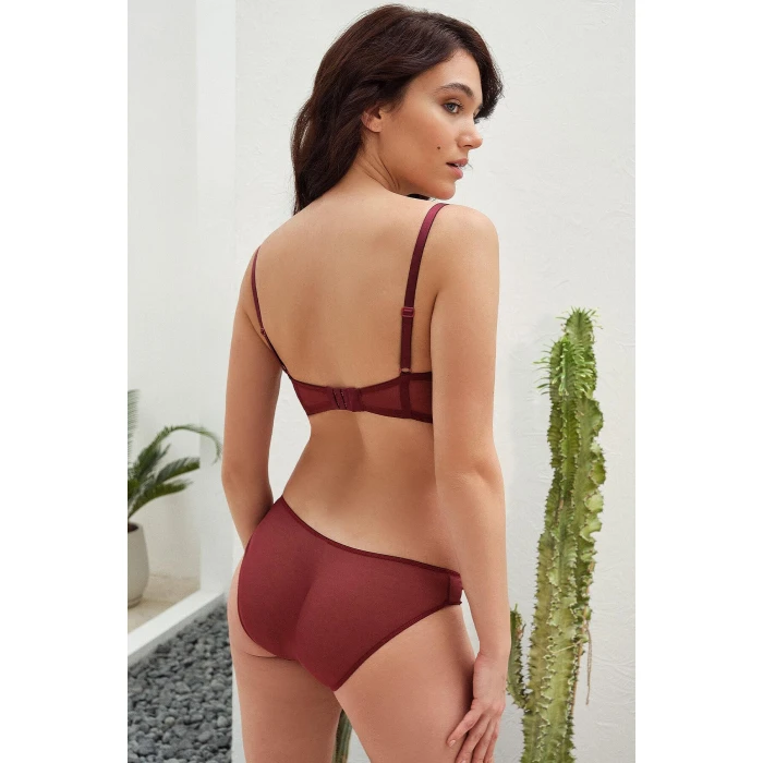 Balenli Destekli Dolgulu Yaka Detaylı Fermuarlı Dantelli Büstiyer Sütyen Ve Slip Takım