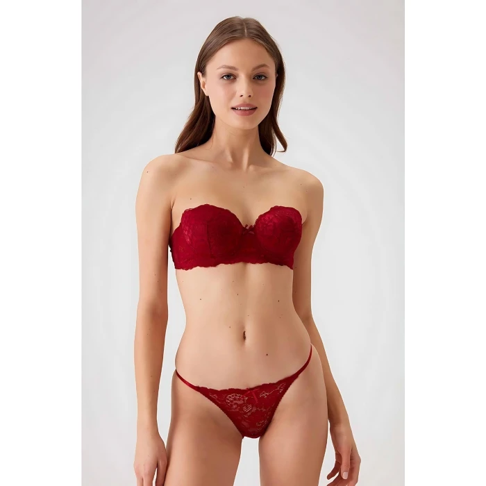 Balenli Straplez Destekli Sütyen Takım Kadın 4032