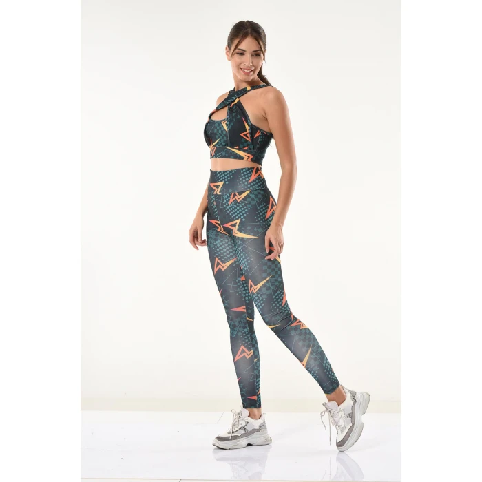 Baskılı Büstiyer Tayt Takım 531