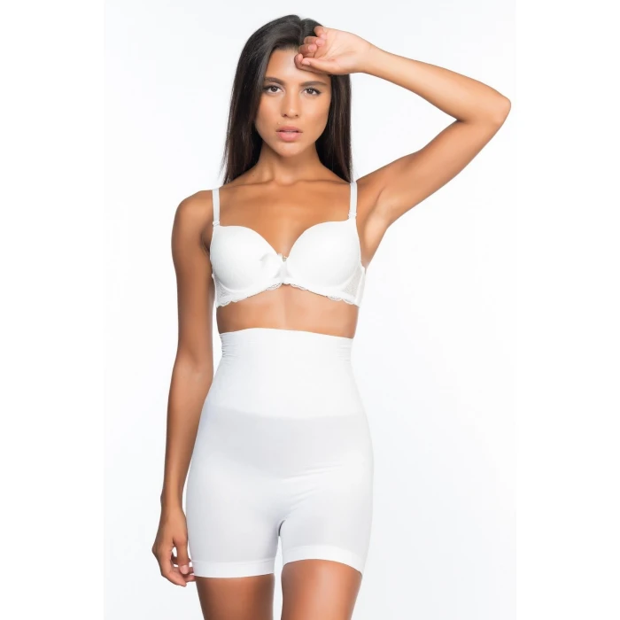 Beyaz Mı Emay 2075 Yüksek Bel Desenli Double Kısa Paça Korse