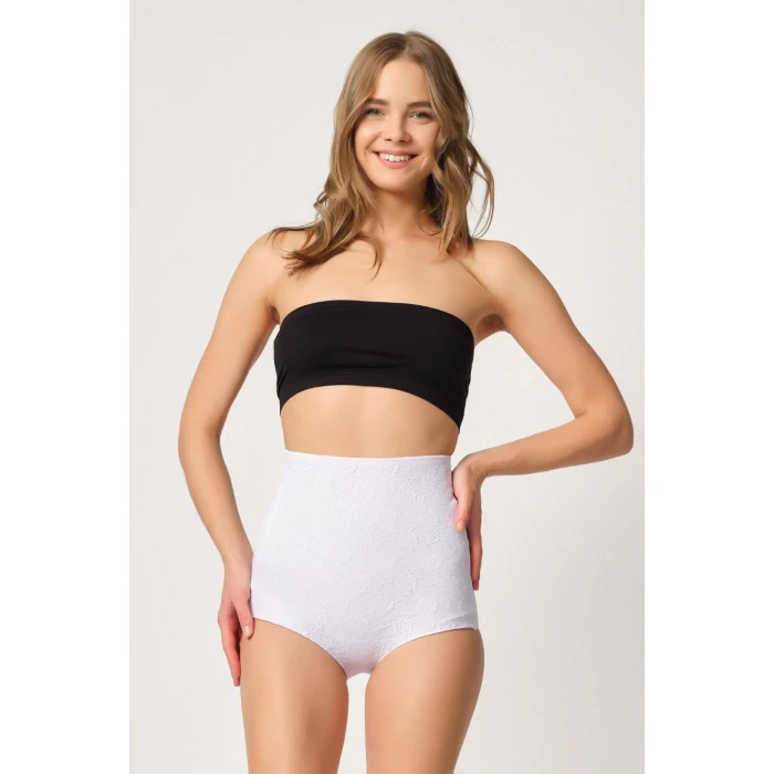 Beyaz Mı Emay 2842 Lazer Dantelli Slip Korse