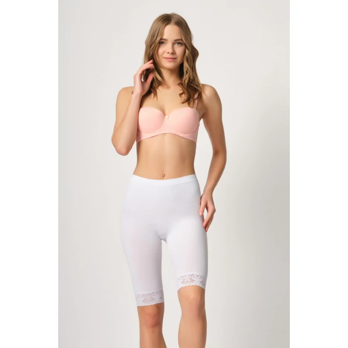 Beyaz Mı Emay 3004 Soft Uzun Paça Dantel Boxer