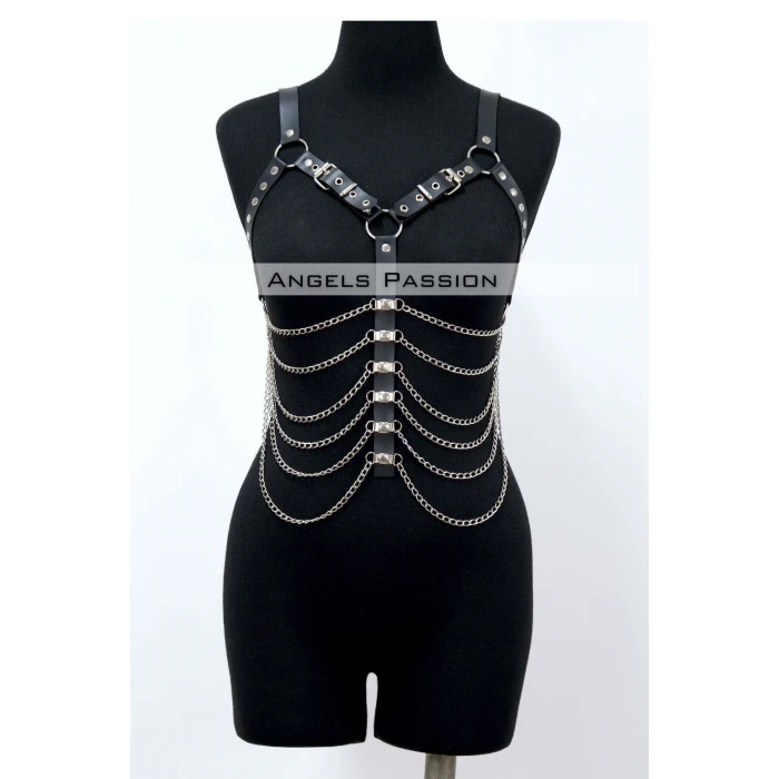 Büyük Beden Zincirli Göğüs Harness - Brf534_s2