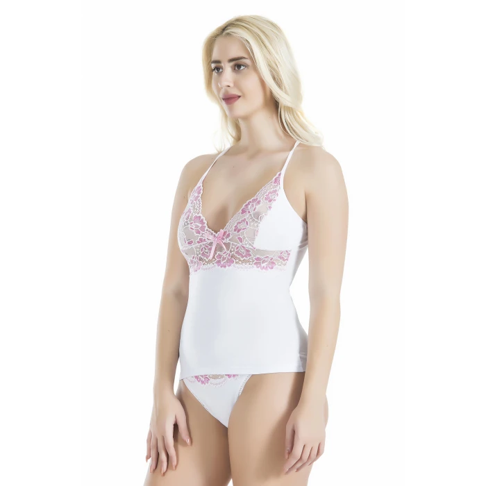 Çapraz Askılı Güpür Dantelli Atlet Külot Takım 080