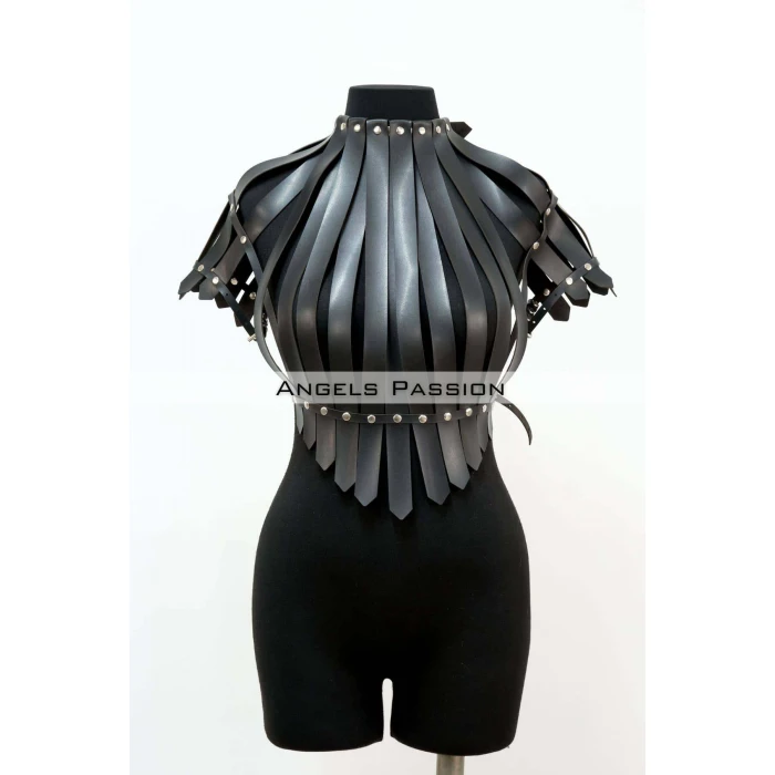 Crop Büstiyer Harness, Deri Göğüs Harness, Gömlek Üzeri Harness - Brf1257
