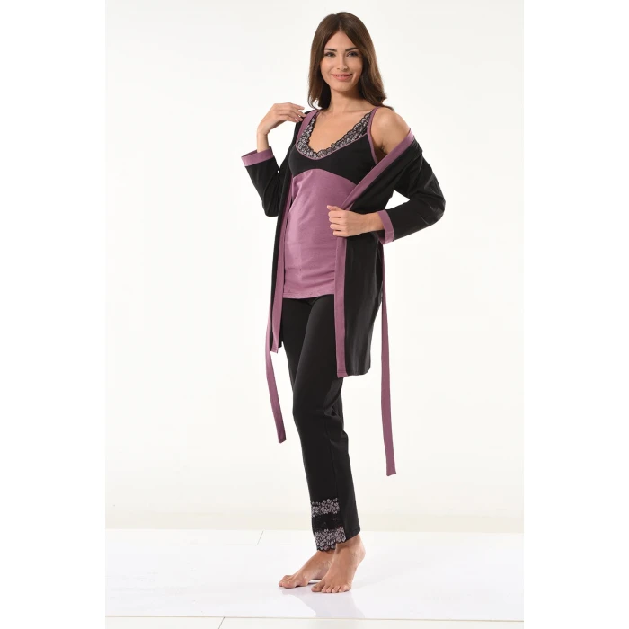 Dantel Detaylı Gecelik Sabahlık Takım 1043