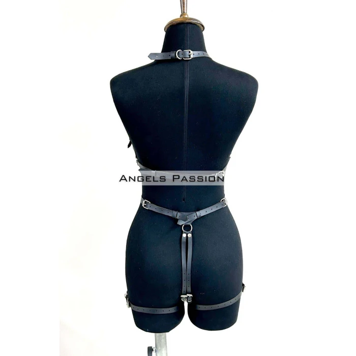 Deri Body Harness, Zincir Ve Kelepçeli Fantezi İç Giyim - Brf1098