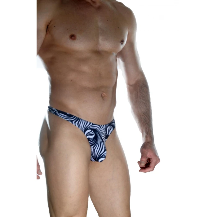 Erkek  Arkası Metalli Zebra Tanga Çamaşır
