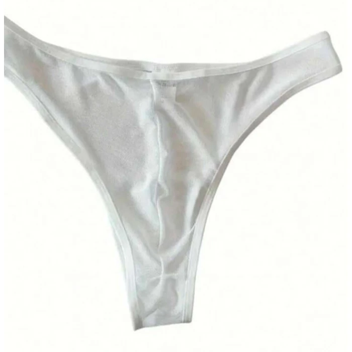 Erkek  Biyeli Beyaz Transparan Brazillian Slip