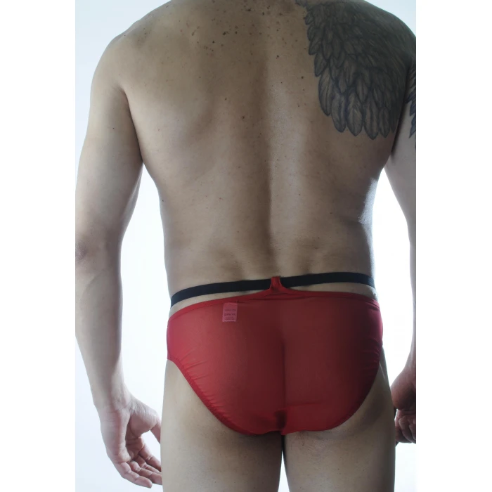 Erkek Kırmızı Tül Fantezi Slip İç Çamaşırı