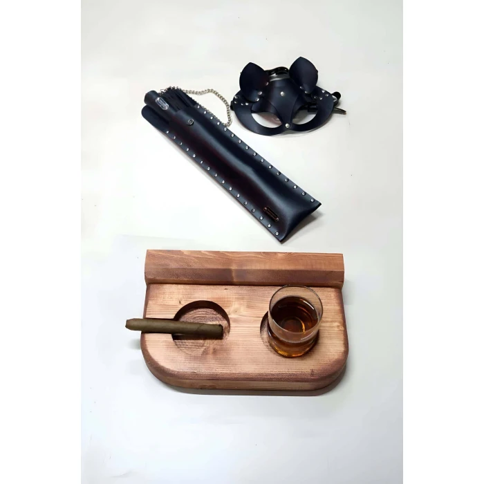 Fantezi Set 3lü - Kırbaç, Maske Ve Bardaklık - Küllük - Master Collection - Brf1312-s1-t2