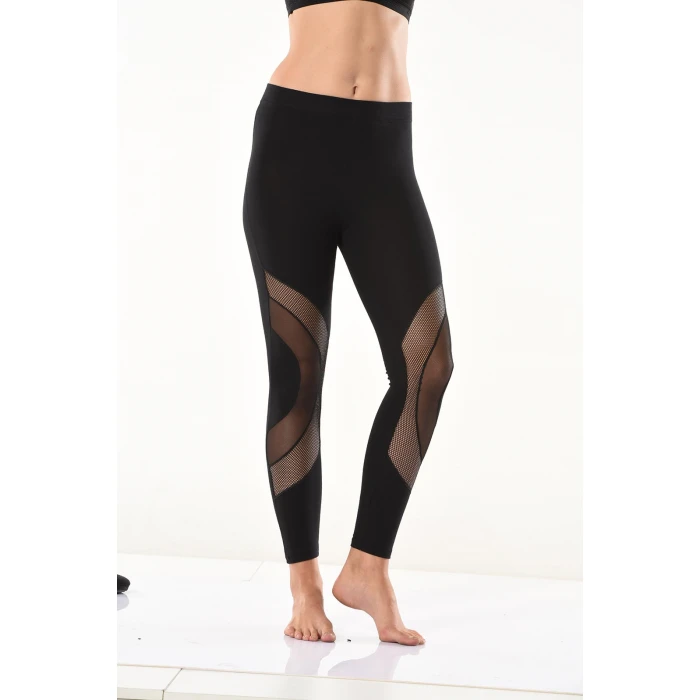 File Transparan Detaylı Kadın Tayt 0579