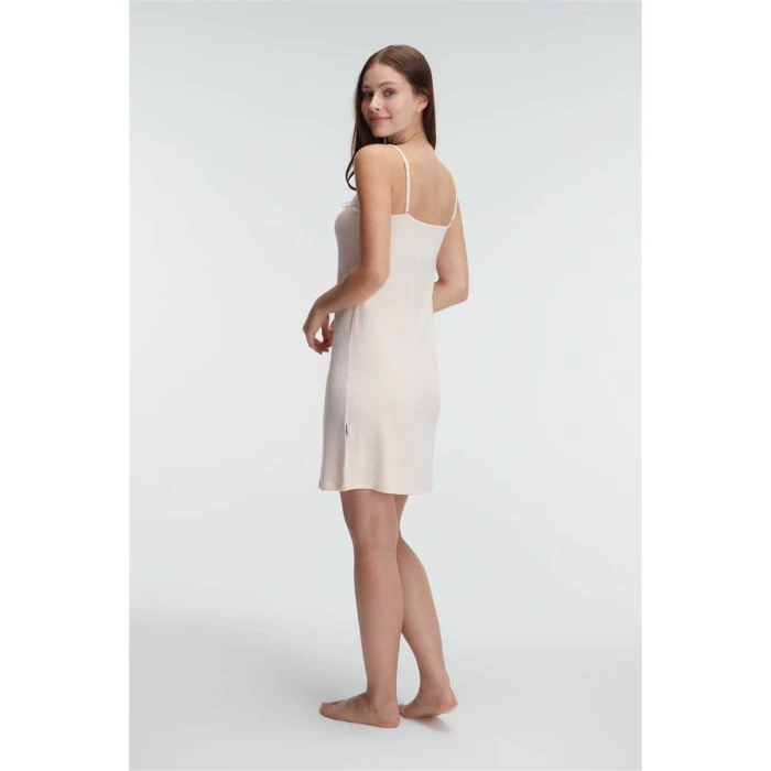 Günlük Ev Giyimi İp Askılı Bisiklet Yaka Kadın Viskon Düz Yazlık Örme Mini Gecelik