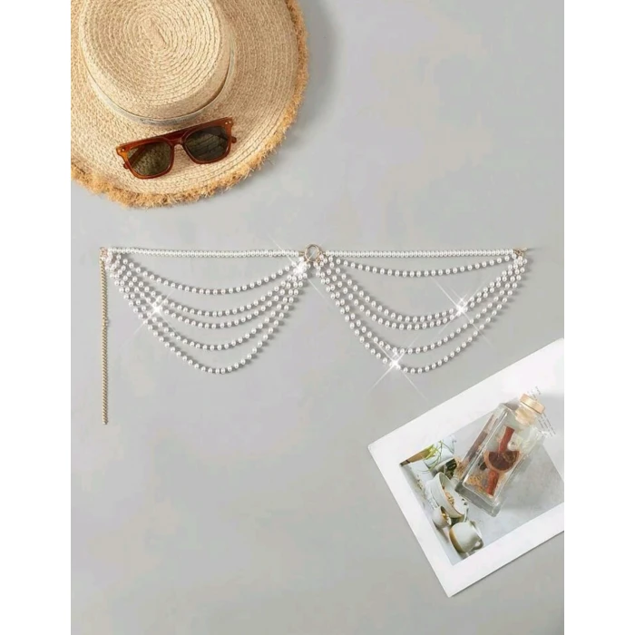 İnci Şıklığıyla Plajlarda Parla – Ayarlanabilir Bikini Zincir Aksesuarı