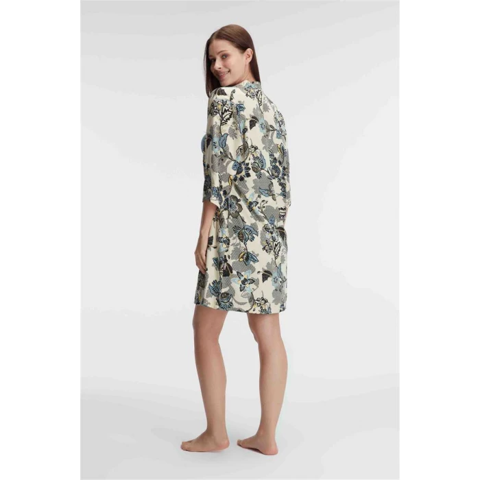 İp Askılı V Yaka Kadın Viskon Çiçek Desenli Yazlık Mini Dantel Detaylı Gecelik Sabahlık