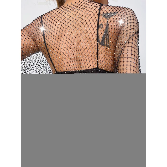 Işıltılı File Detaylı Uzun File Gece Elbisesi & Taş İşlemeli Parti Modeli-gece & Davet Şıklığı