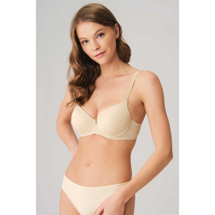 Kadın Balenli Destekli Dolgulu Askıları Çıkabilen Günlük Klasik T-shirt Sütyeni