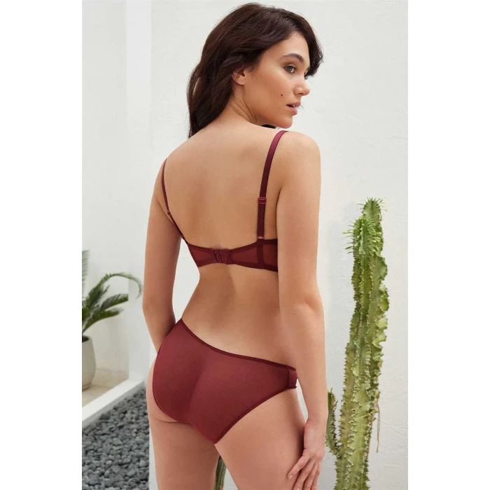 Kadın Balenli Destekli Dolgulu Yaka Detaylı Fermuarlı Dantelli Büstiyer Sütyen Ve Slip Takım