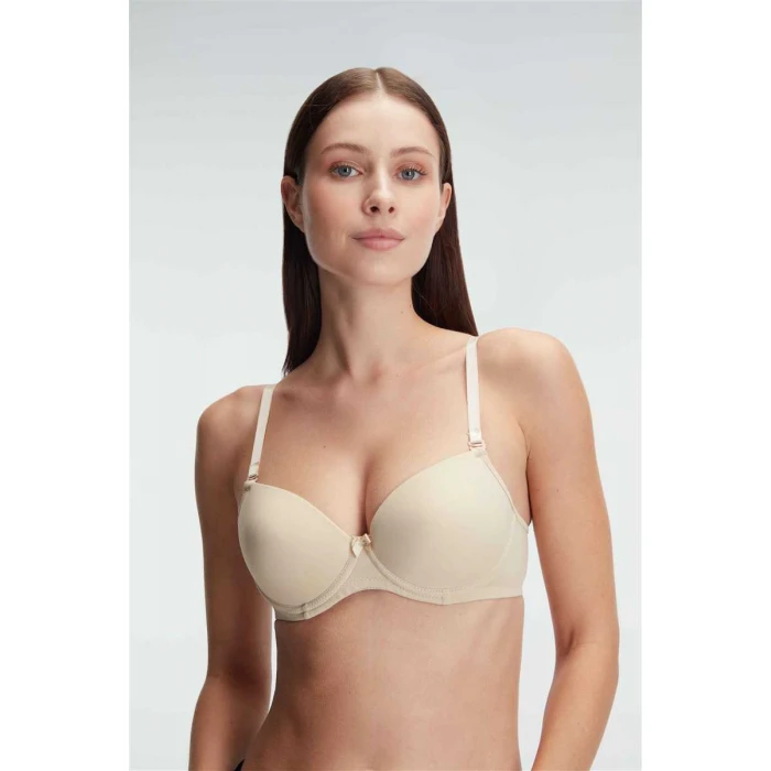 Kadın Balenli Desteksiz Dolgusuz Askıları Çıkabilen Günlük Klasik T-shirt Sütyeni