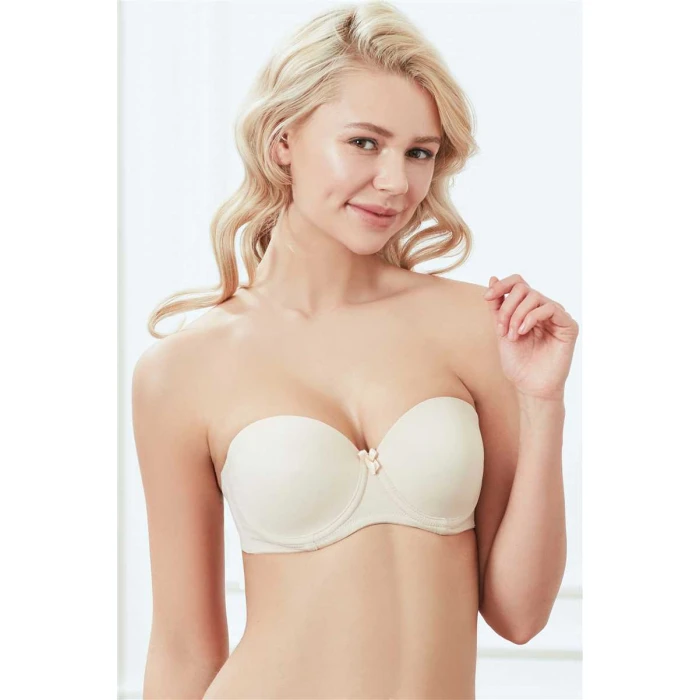 Kadın Balenli Desteksiz Dolgusuz Askısız Straplez Günlük Klasik T-shirt Sütyeni