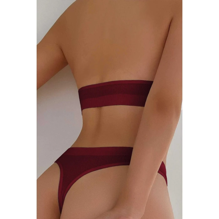 Kadın Bordo Seamless Tanga Sütyen Takım