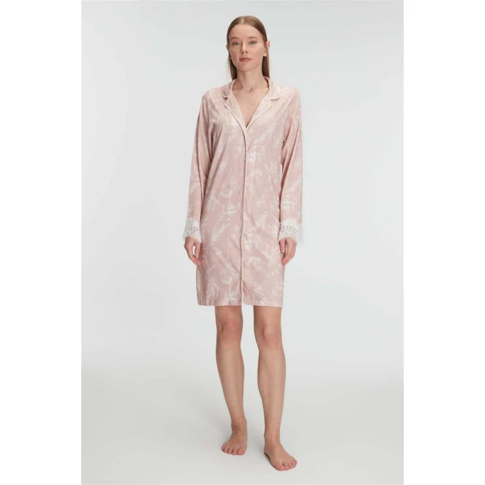 Kadın Cotton Modal Uzun Kol Gecelik