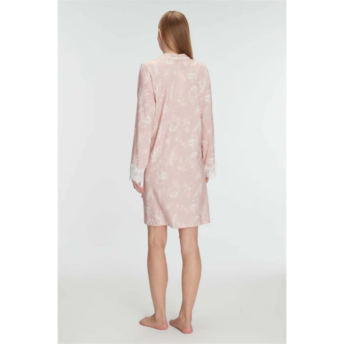 Kadın Cotton Modal Uzun Kol Gecelik