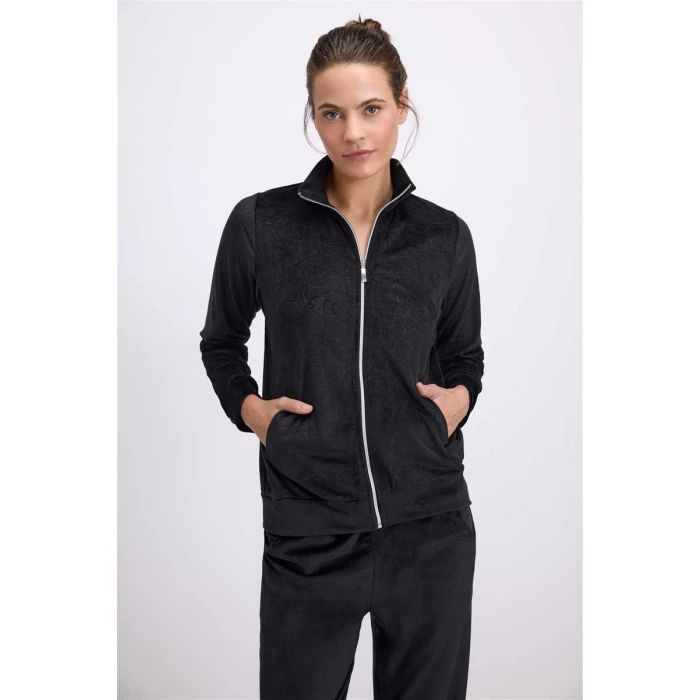 Kadın Fermuarlı Uzun Kollu Kadife Eşof Takımı