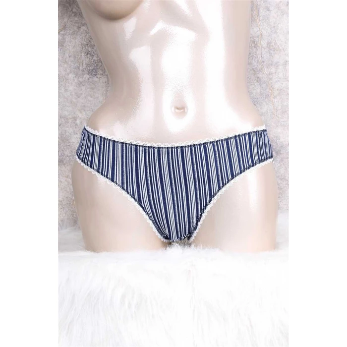 Kadın Pamuklu Çizgili Desenli Slip