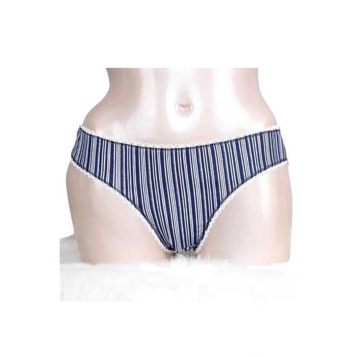 Kadın Pamuklu Çizgili Desenli Slip