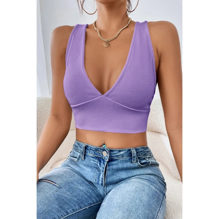 Kadın Siyah Çapraz Sırt Detaylı Şık Crop Top Büstiyer