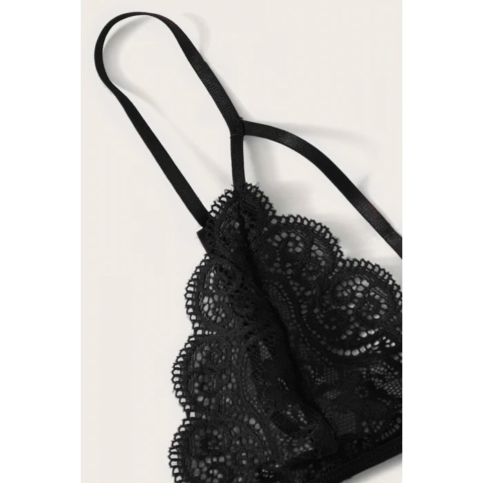 Kadın Siyah Dantel Sütyen Külot Takımı