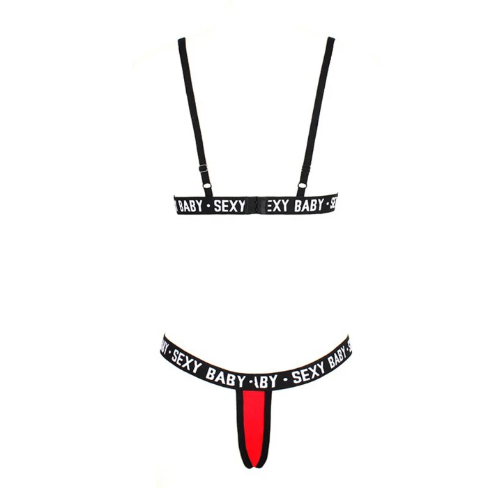 Kadın Siyah Yazı Detaylı Ipli Sütyen Takımı