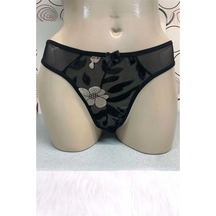 Kadın Tüllü Çiçek Baskılı Slip