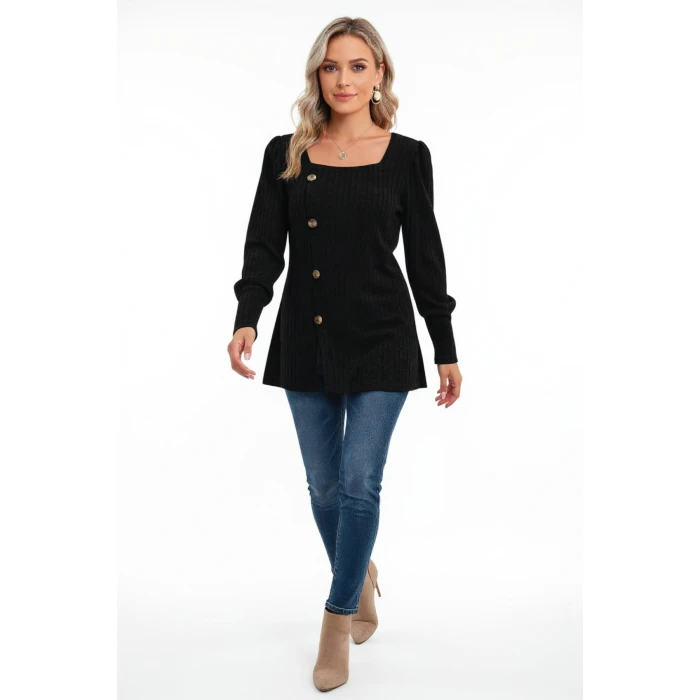 Kadın Uzun Kollu Düğmeli Mevsimlik Bluz – Yumuşak Dokulu, Esnek Ve Sıcak Tutan Kumaş