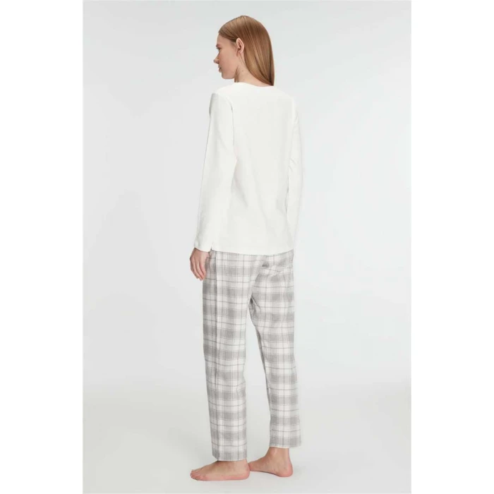 Kadın Uzun Kollu Pamuklu Kışlık Pijama Takımı Yumuşak Ve Rahat Ev Şıklığı