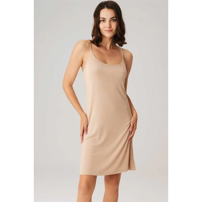 Kadın Viskon İnce İp Askılı Kısa Elbise Altı Kombinezon