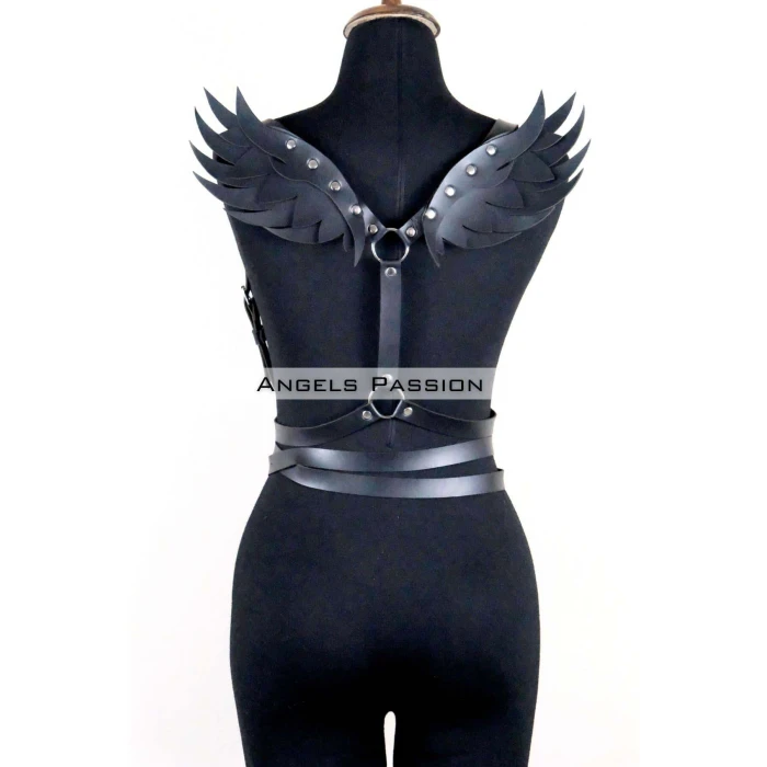 Kanatlı Detaylı Şık Göğüs Harness , Kanat Detaylı Deri Kemer - Brf1097