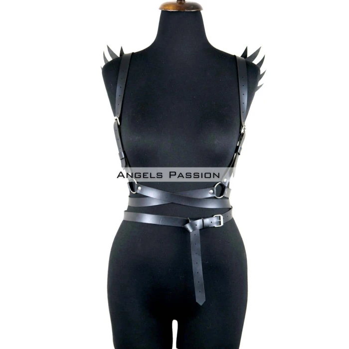 Kanatlı Detaylı Şık Göğüs Harness , Kanat Detaylı Deri Kemer - Brf1097