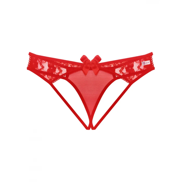 Kırmızı Dantelli Arkası Açık Fantezi Külot Tanga
