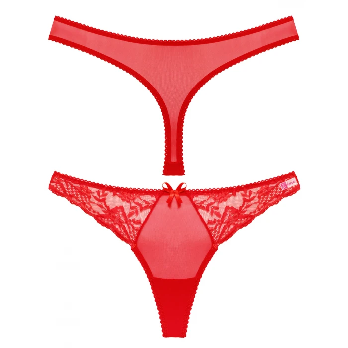 Kırmızı Dantelli Fantezi G String Külot