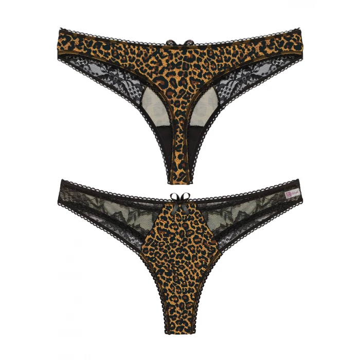 Leopar Desenli Dantelli Fantezi G String Külot