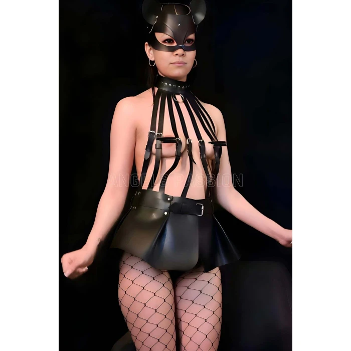 Mini Etekli Body Harness Ve Kedi Maske Takım - Brf1313